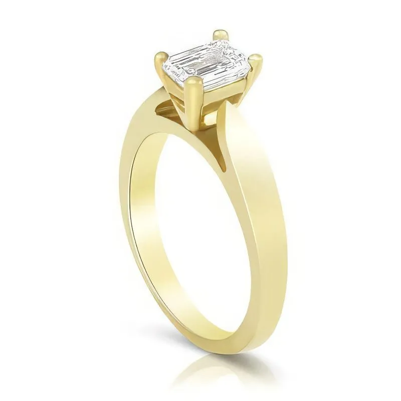 0.35-1.50 CT Emerald Cut Diamonds - Solitaire Ring
