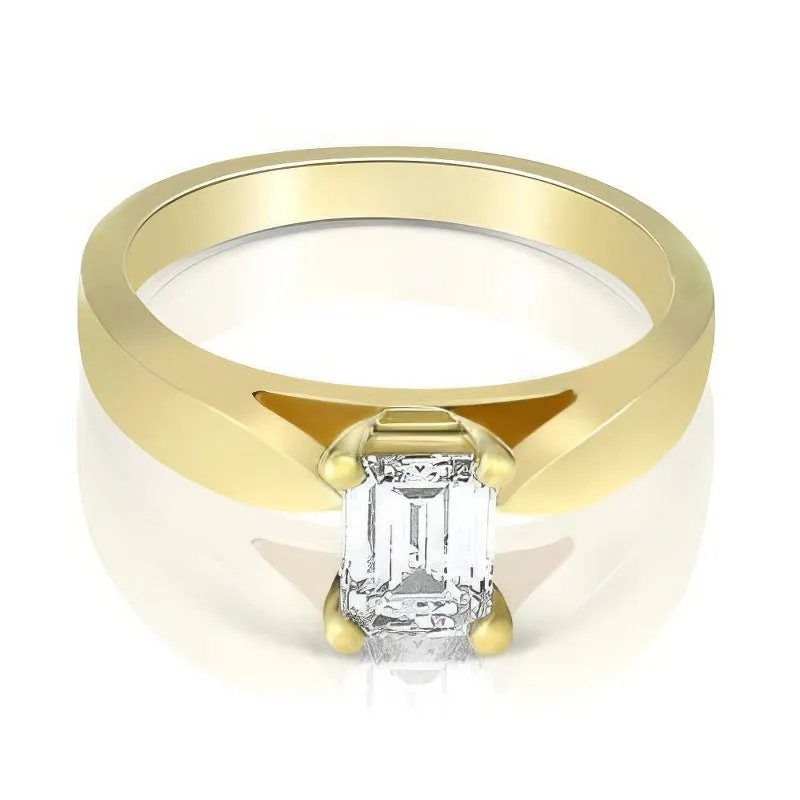 0.35-1.50 CT Emerald Cut Diamonds - Solitaire Ring
