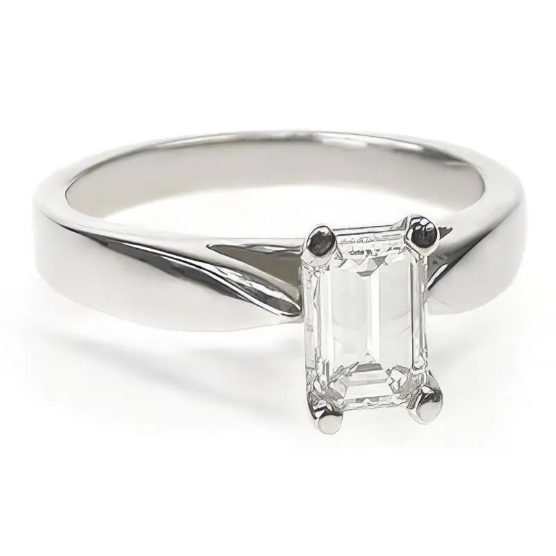0.35-1.50 CT Emerald Cut Diamonds - Solitaire Ring