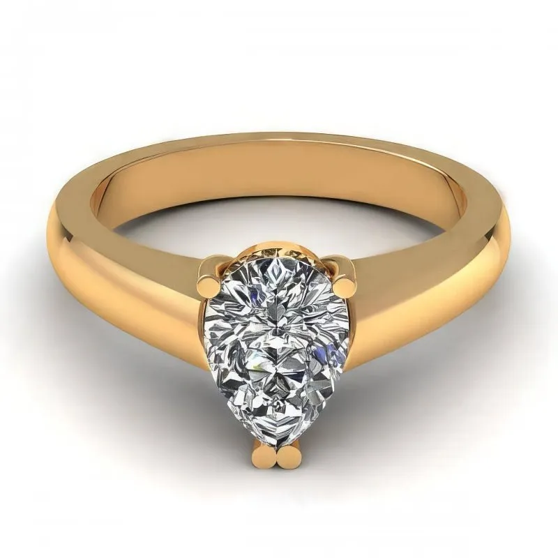 0.35-1.50 CT Pear Cut Diamonds - Solitaire Ring