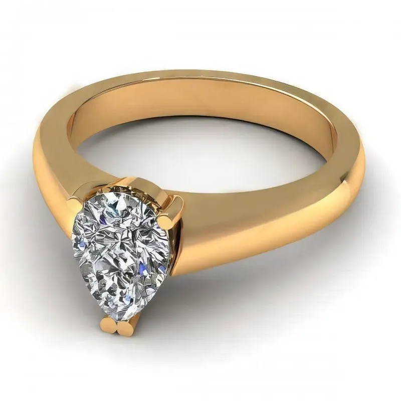 0.35-1.50 CT Pear Cut Diamonds - Solitaire Ring