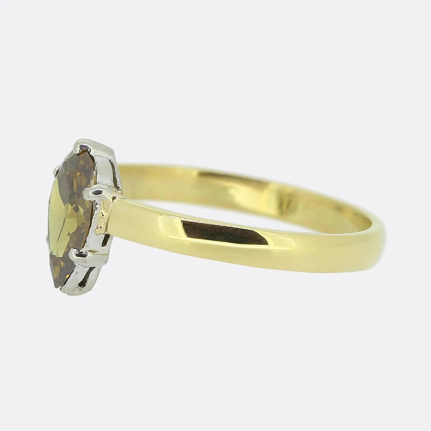 0.80 Carat Fancy Golden Brown Diamond Solitaire Ring