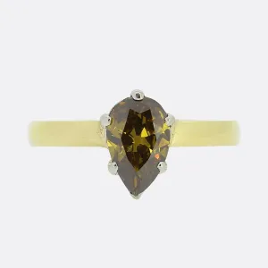 0.80 Carat Fancy Golden Brown Diamond Solitaire Ring