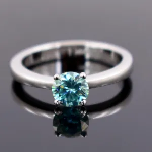 0.80 Ct AAA Certified Blue Diamond Solitaire Ring, Elegant Shine