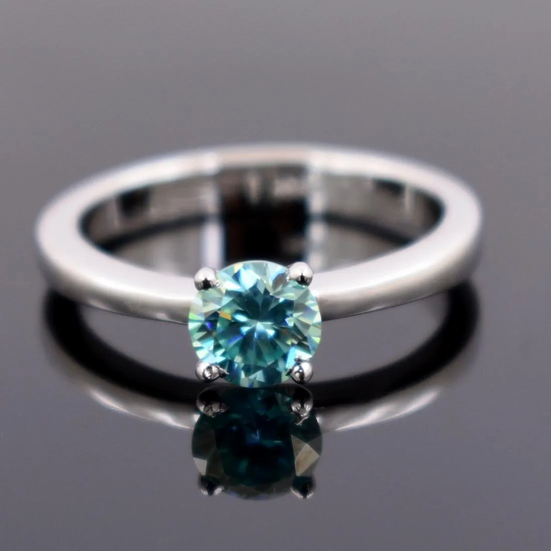 0.80 Ct AAA Certified Blue Diamond Solitaire Ring, Elegant Shine