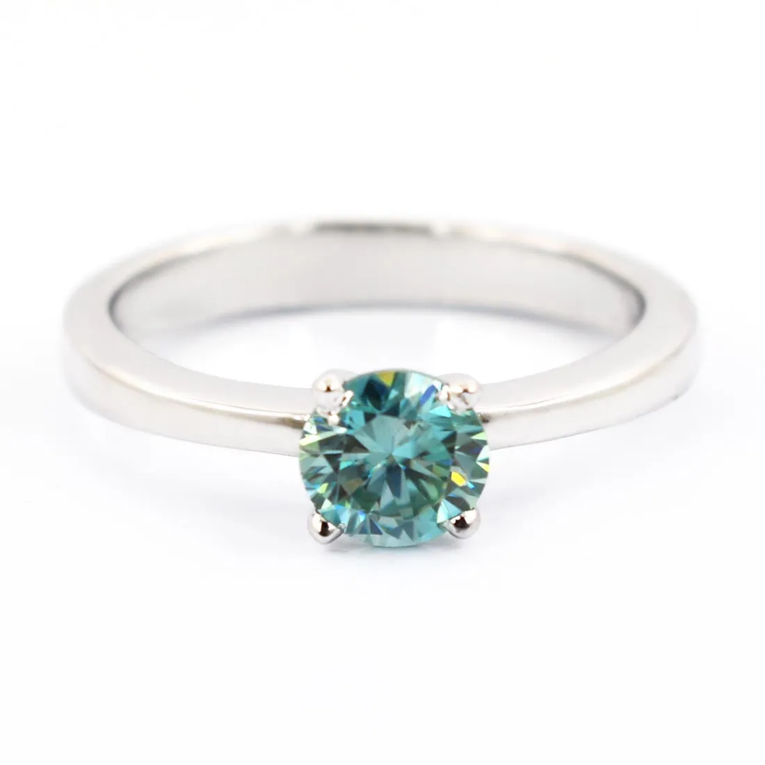 0.80 Ct AAA Certified Blue Diamond Solitaire Ring, Elegant Shine