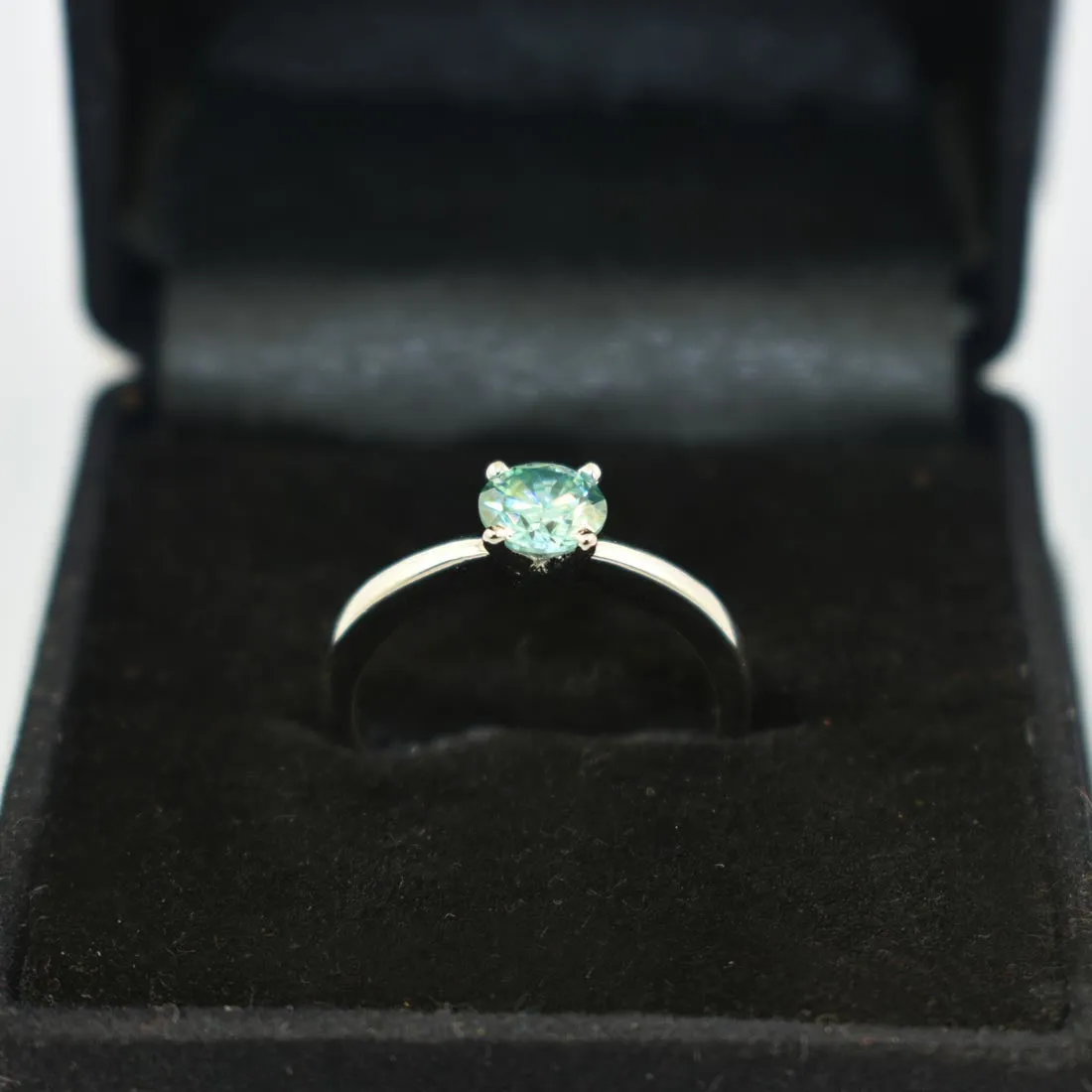0.80 Ct AAA Certified Blue Diamond Solitaire Ring, Elegant Shine