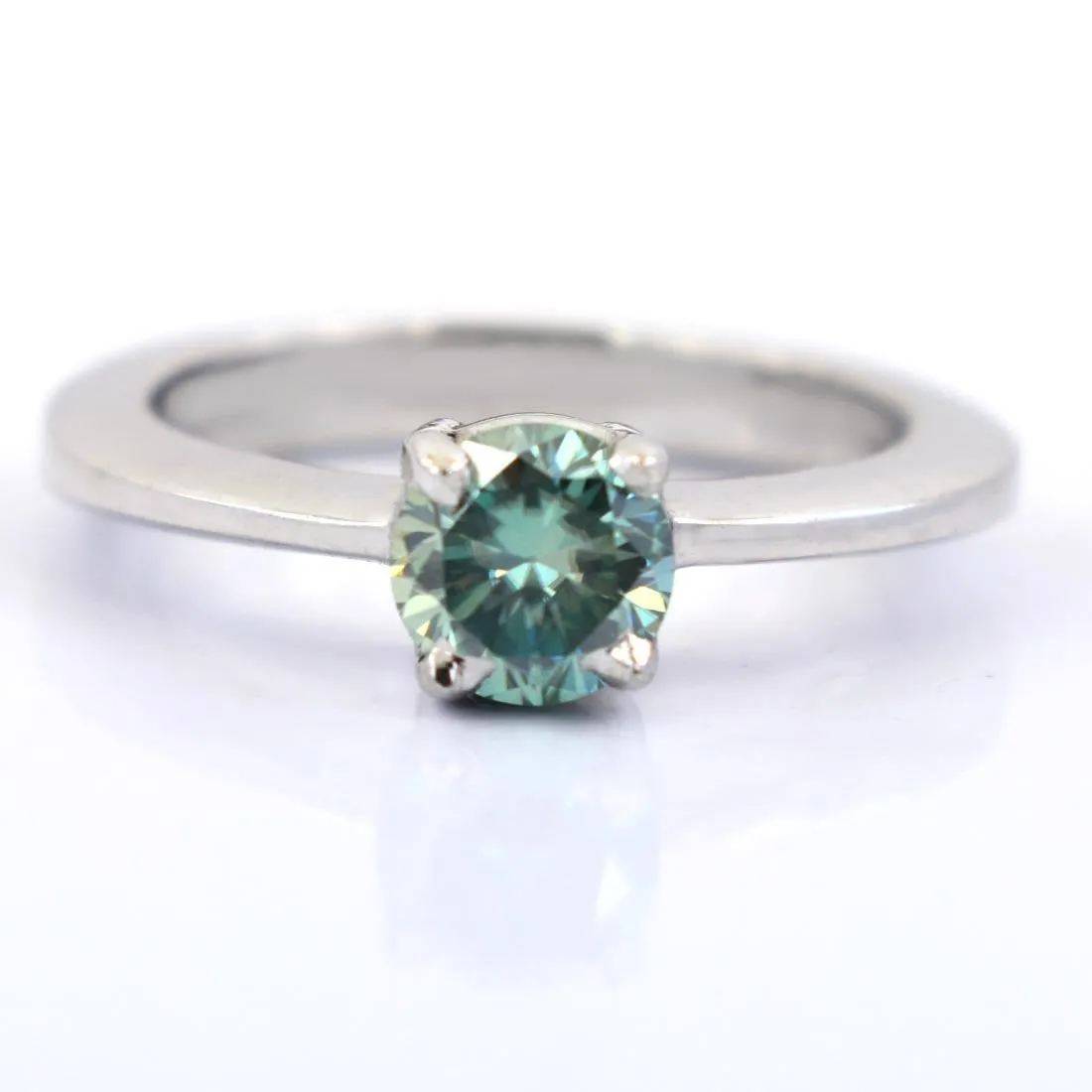 0.80 Ct AAA Certified Round Brilliant Cut Blue Diamond Solitaire Ring