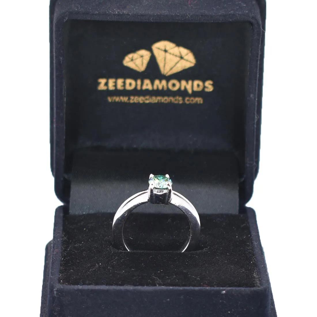 0.80 Ct AAA Certified Round Brilliant Cut Blue Diamond Solitaire Ring