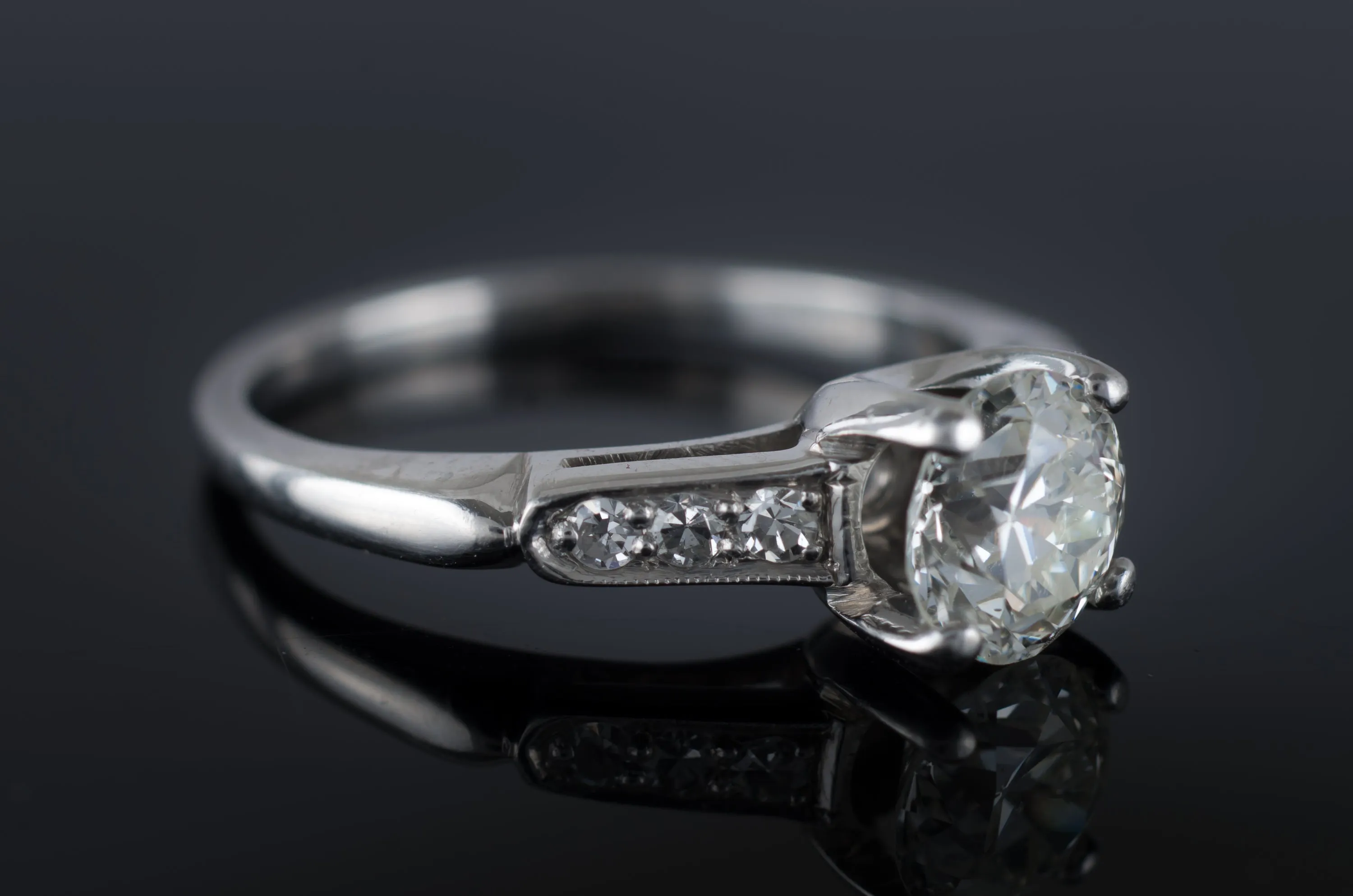 0.82CTW OLD EUROPEAN CUT DIAMOND RING IN PLATINUM