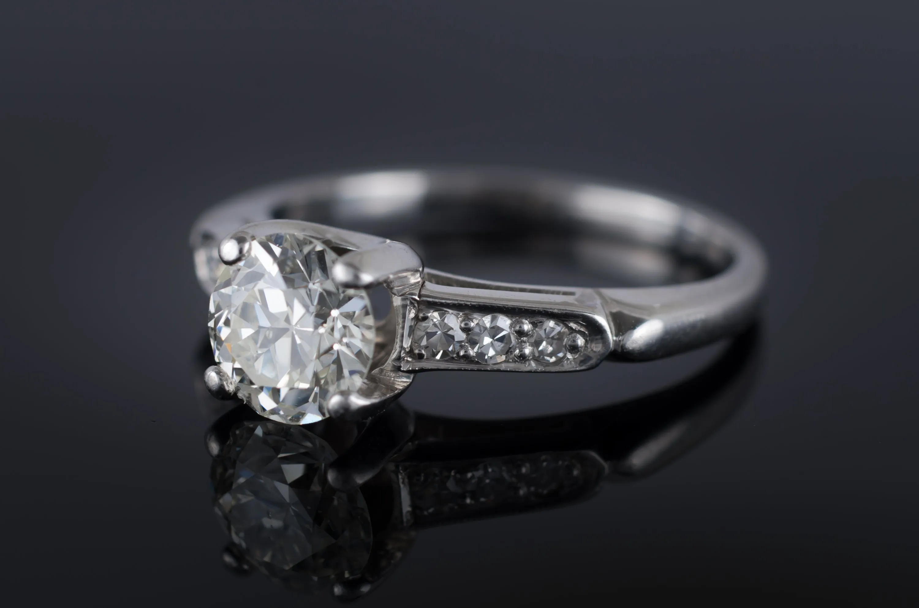 0.82CTW OLD EUROPEAN CUT DIAMOND RING IN PLATINUM