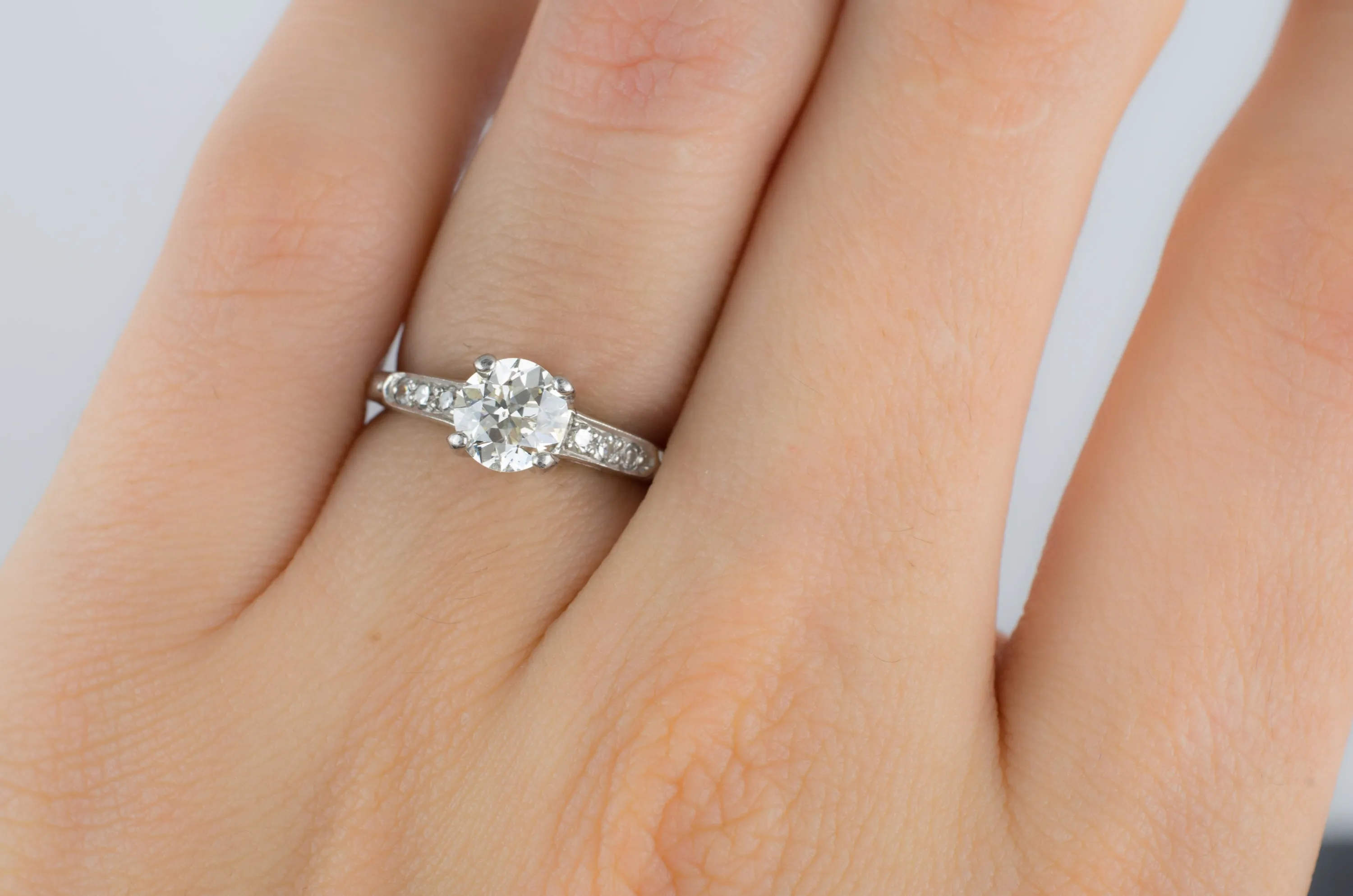 0.82CTW OLD EUROPEAN CUT DIAMOND RING IN PLATINUM