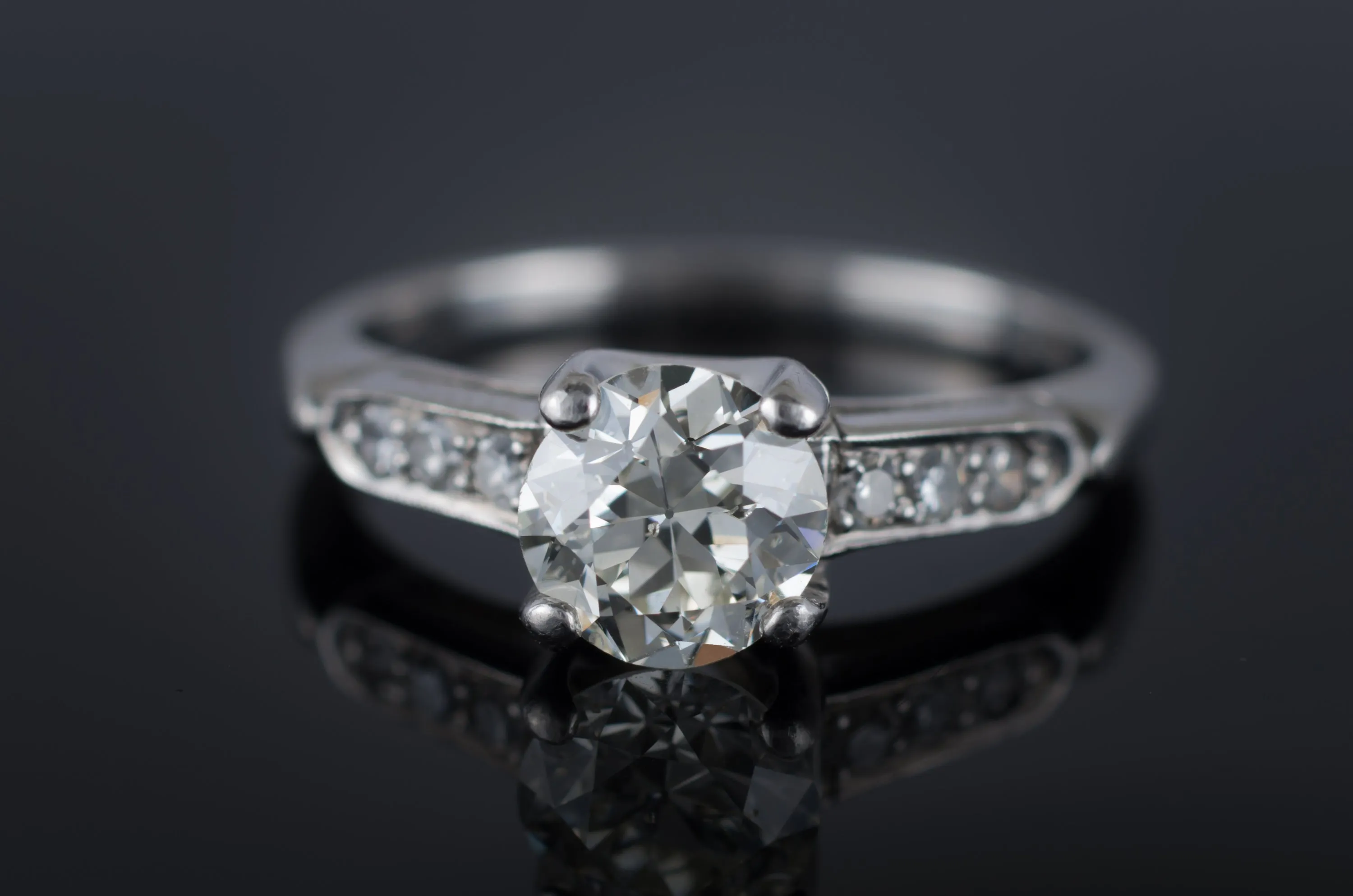0.82CTW OLD EUROPEAN CUT DIAMOND RING IN PLATINUM
