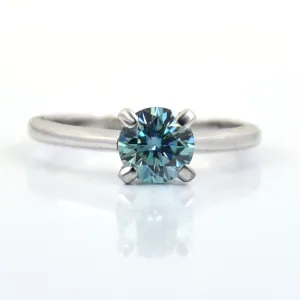 0.85 Ct AAA Certified Blue Diamond Solitaire Ring, Great Sparkle