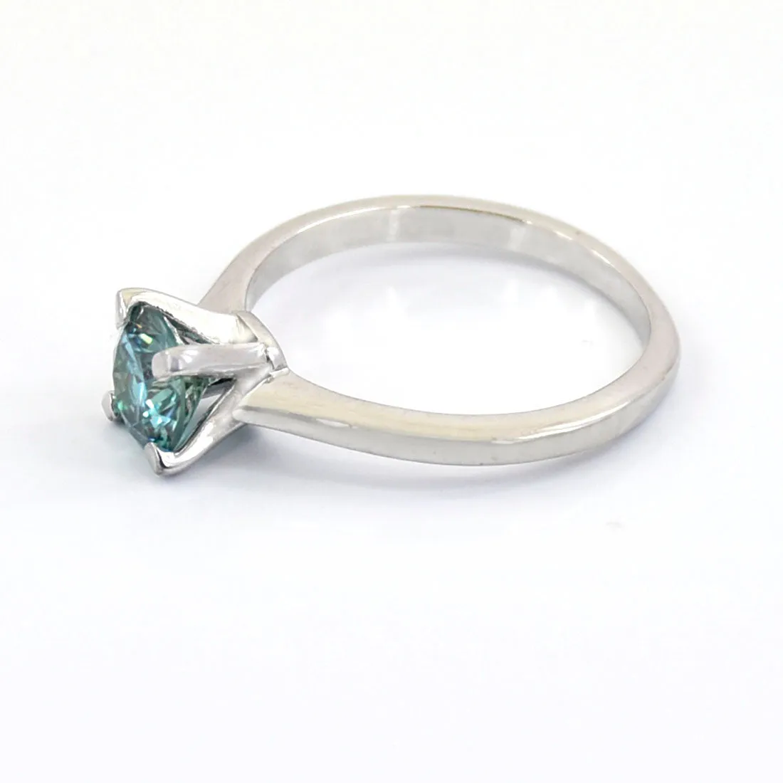 0.85 Ct AAA Certified Blue Diamond Solitaire Ring, Great Sparkle