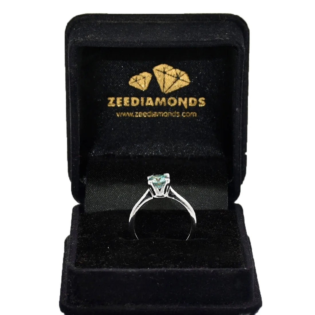 0.85 Ct AAA Certified Blue Diamond Solitaire Ring, Great Sparkle
