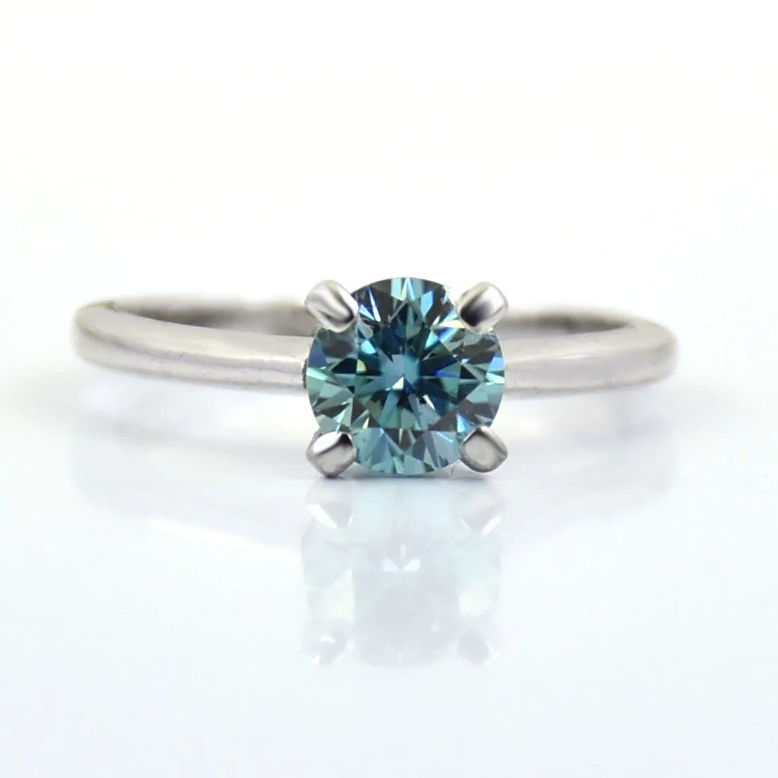 0.85 Ct AAA Certified Blue Diamond Solitaire Ring, Great Sparkle