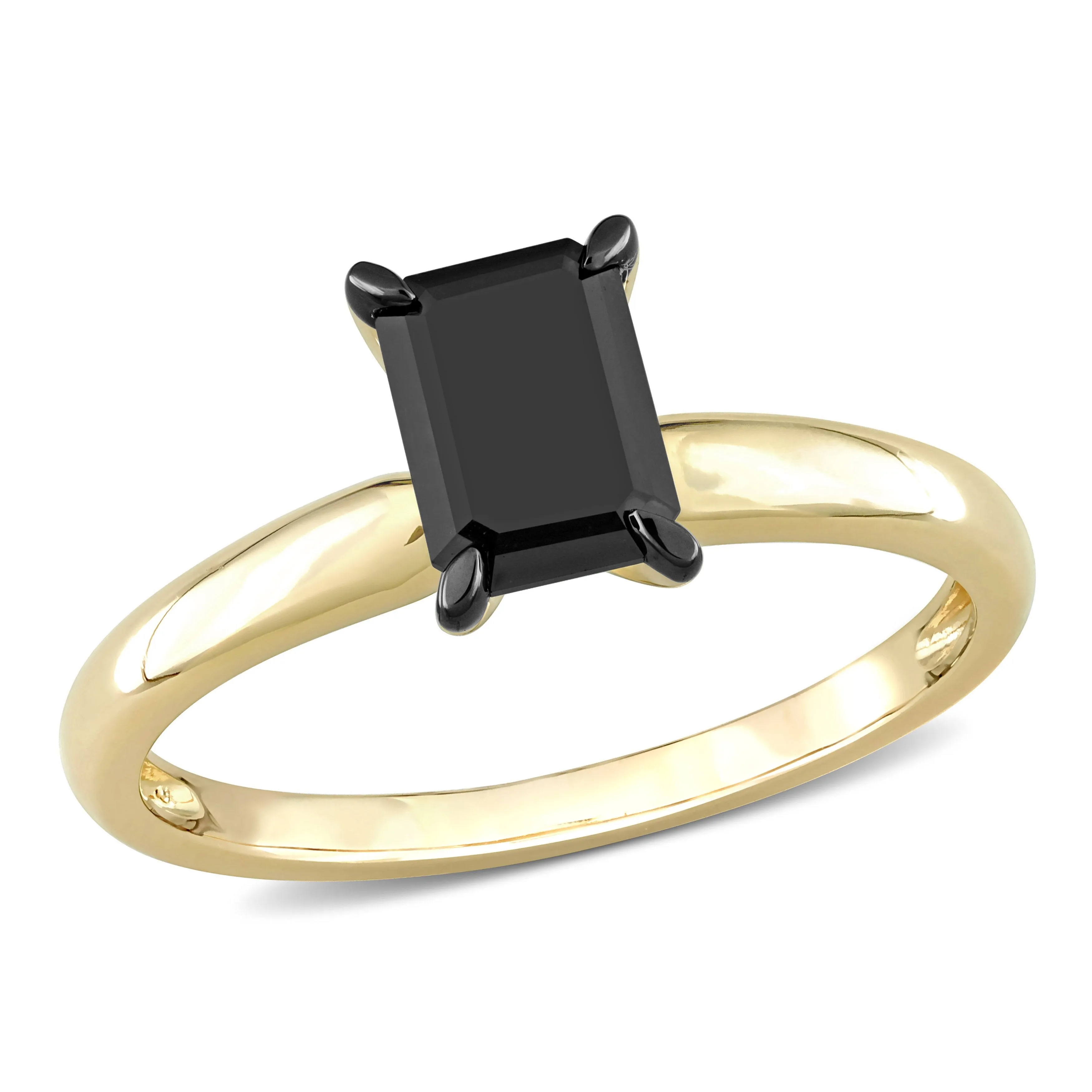 1 CT Black Emerald Diamond Rhodium Plated Engagement Ring