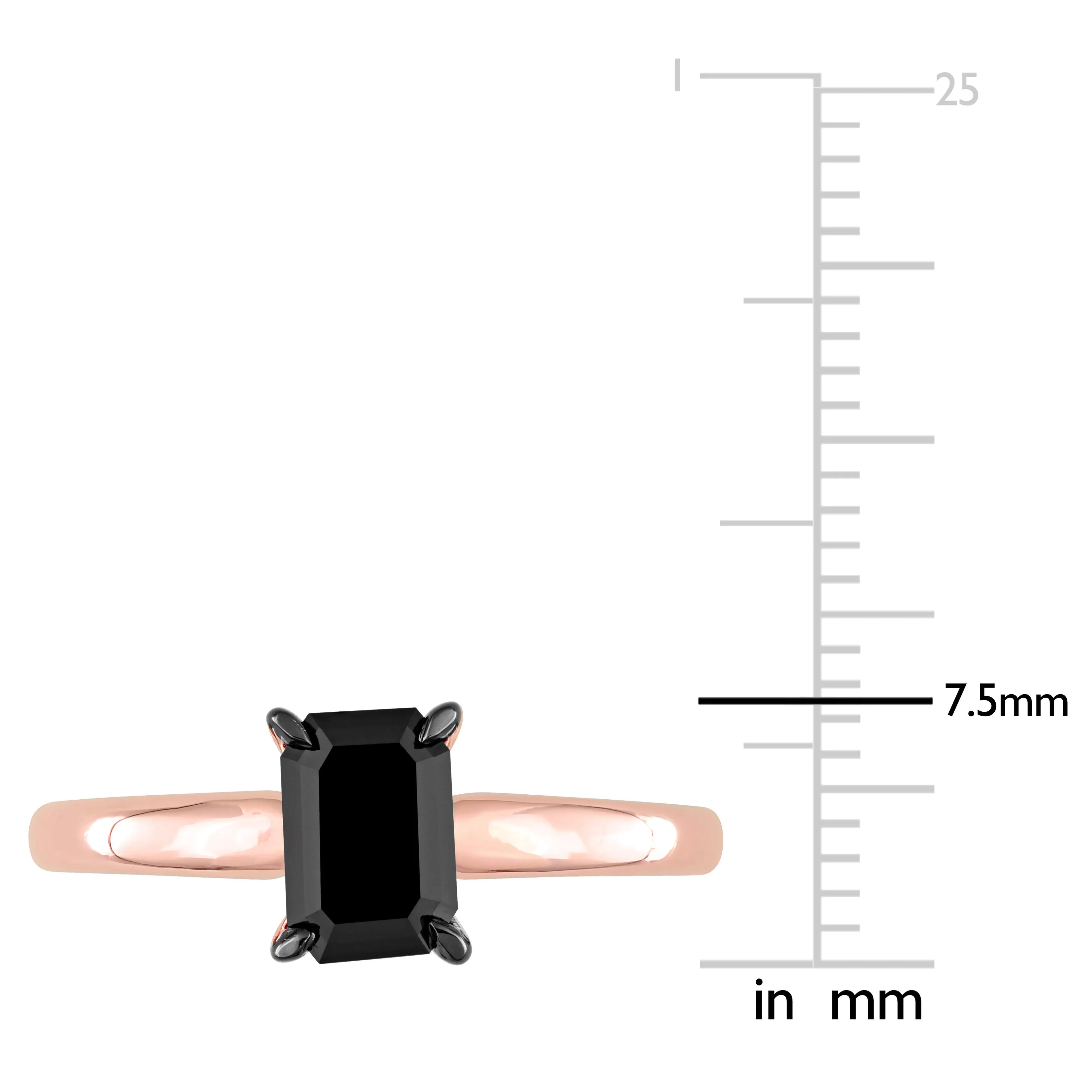 1 CT Black Emerald Diamond Rhodium Plated Engagement Ring
