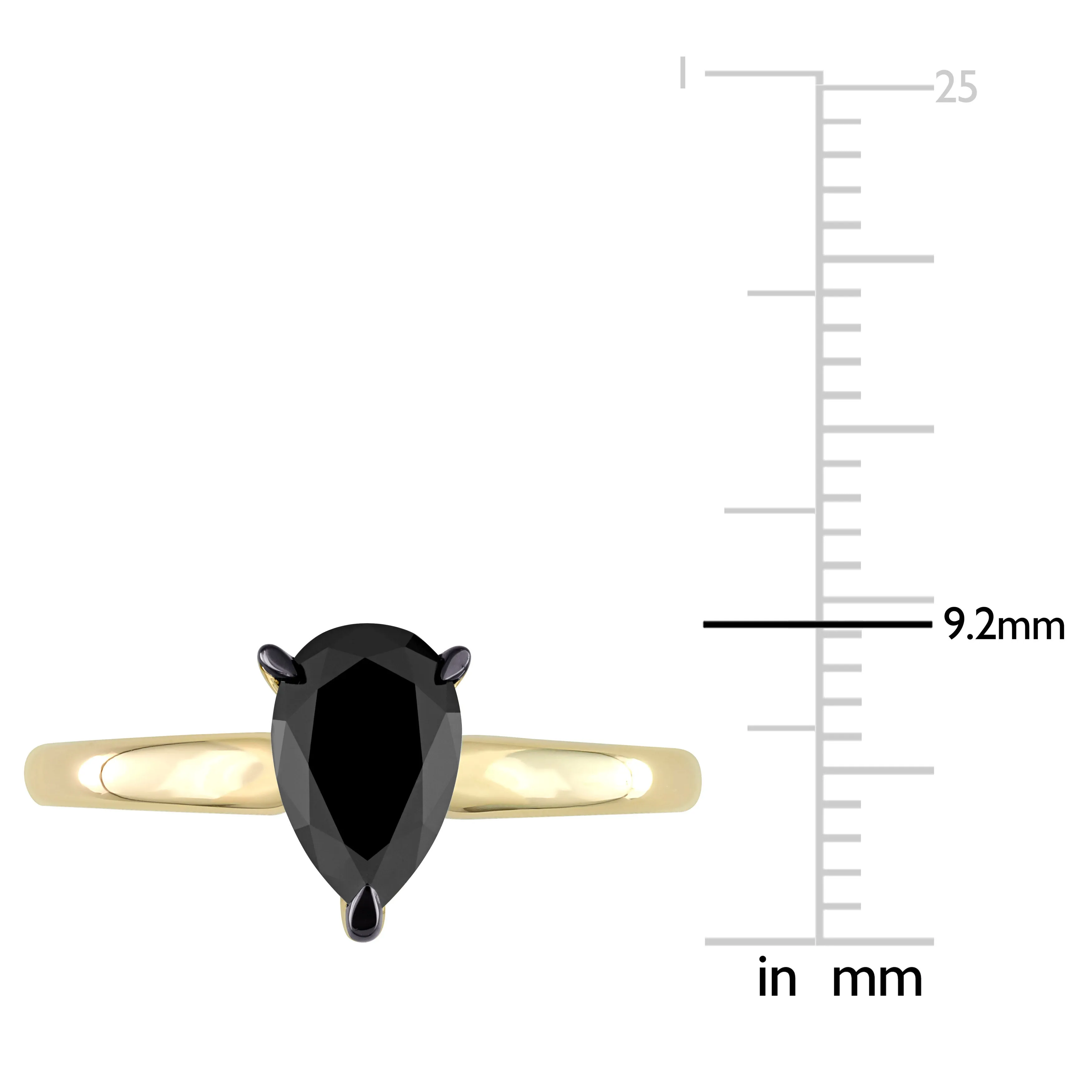 1 CT Black Pear Diamond Rhodium Plated Engagement Ring