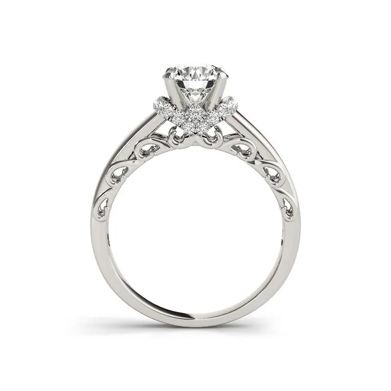 1.0 ct Round Cut Diamond White Gold Solitaire Ring Set