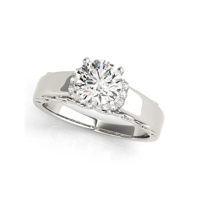 1.0 ct Round Cut Diamond White Gold Solitaire Ring Set