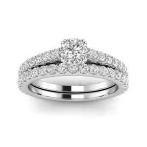 1.00ctw Diamond Engagement Ring Bridal Set in 10k White Gold (G-H, I2-I3, 1.00ctw)