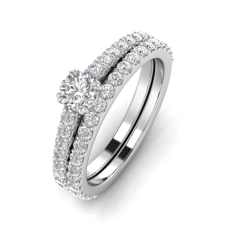 1.00ctw Diamond Engagement Ring Bridal Set in 10k White Gold (G-H, I2-I3, 1.00ctw)