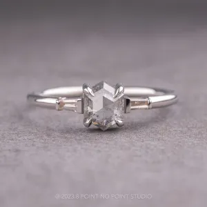 1.01 Carat Salt and Pepper Hexagon Diamond Engagement Ring, Zoe Setting, 14k White Gold