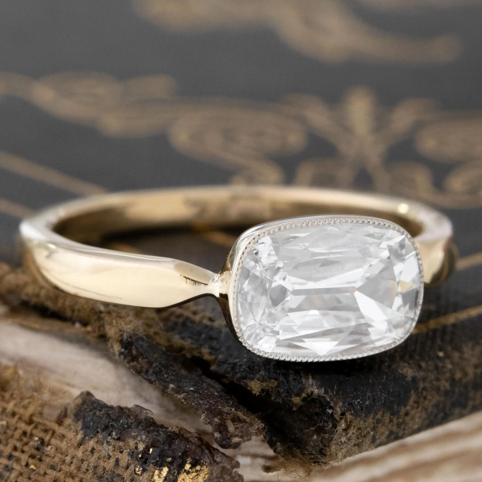 1.02ct Cushion Cut Diamond Bezel Solitaire, GIA D VS1