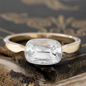 1.02ct Cushion Cut Diamond Bezel Solitaire, GIA D VS1