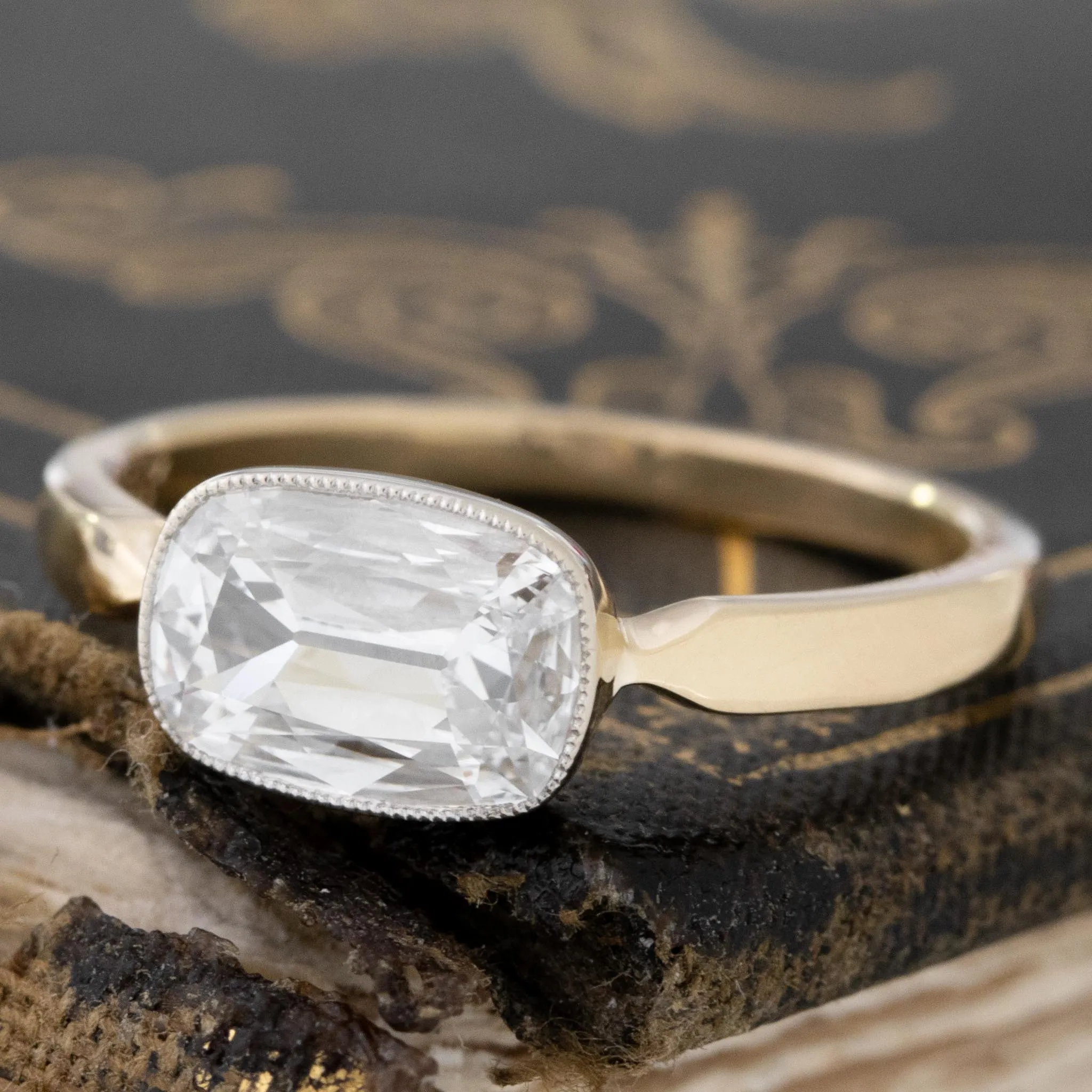 1.02ct Cushion Cut Diamond Bezel Solitaire, GIA D VS1