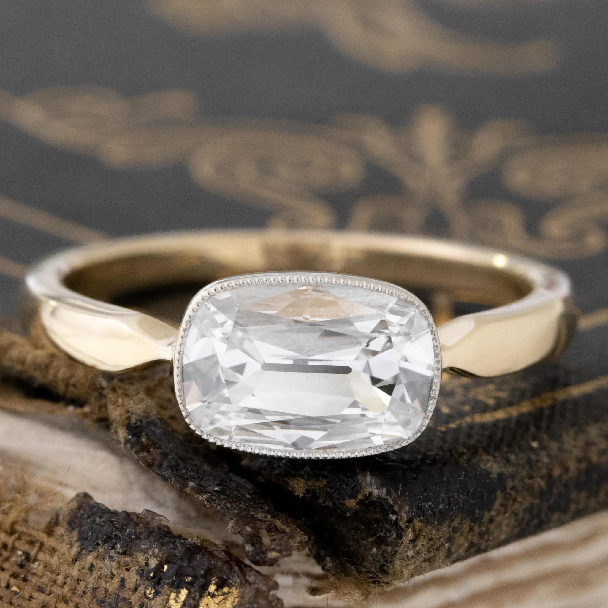 1.02ct Cushion Cut Diamond Bezel Solitaire, GIA D VS1