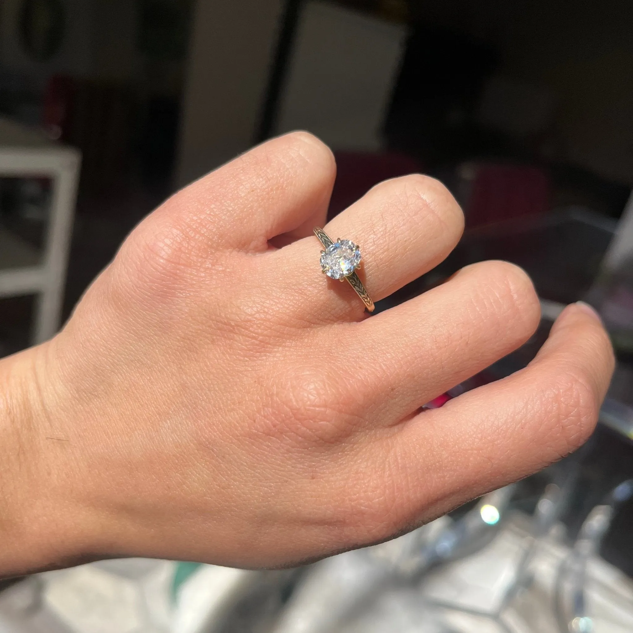 1.05ct Old Mine Cut Diamond Solitaire, GIA E SI1
