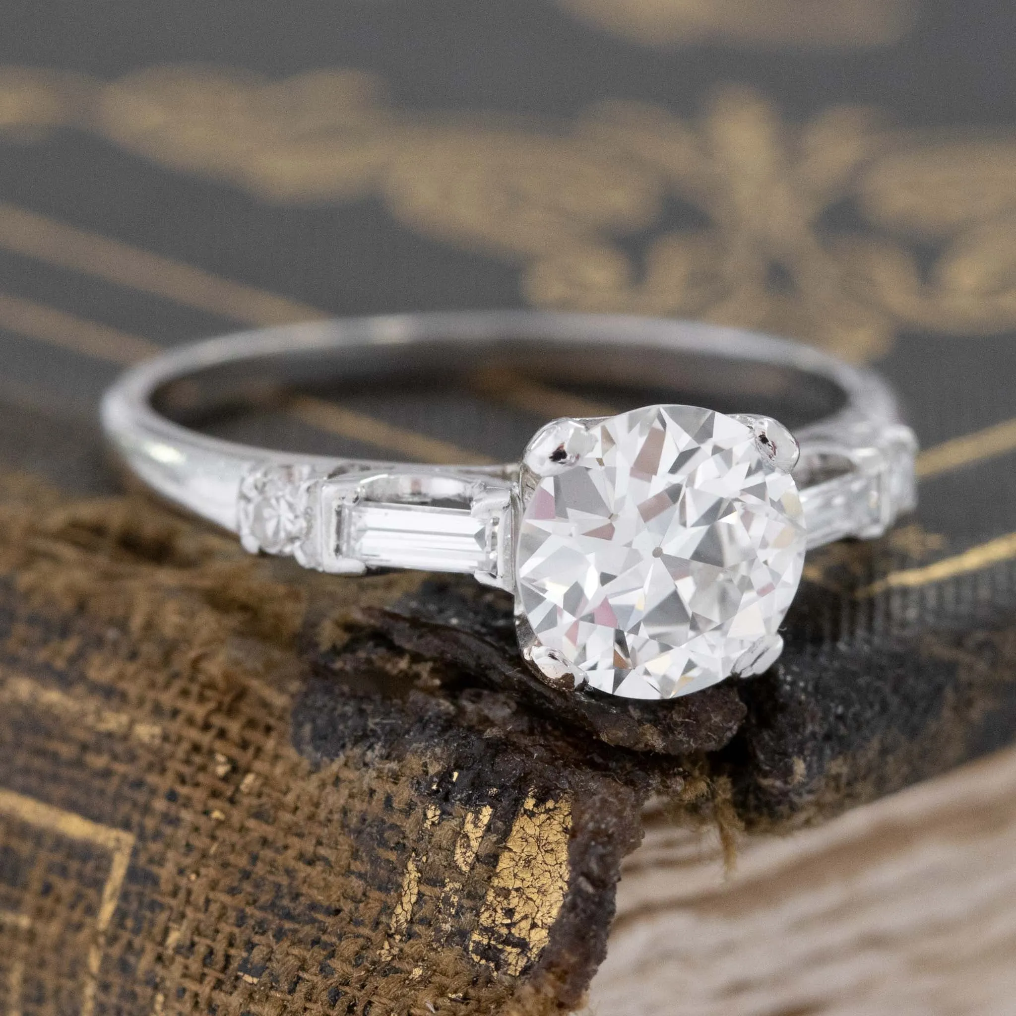 1.09ct Art Deco Transitional Cut Diamond Solitaire, GIA H VVS1