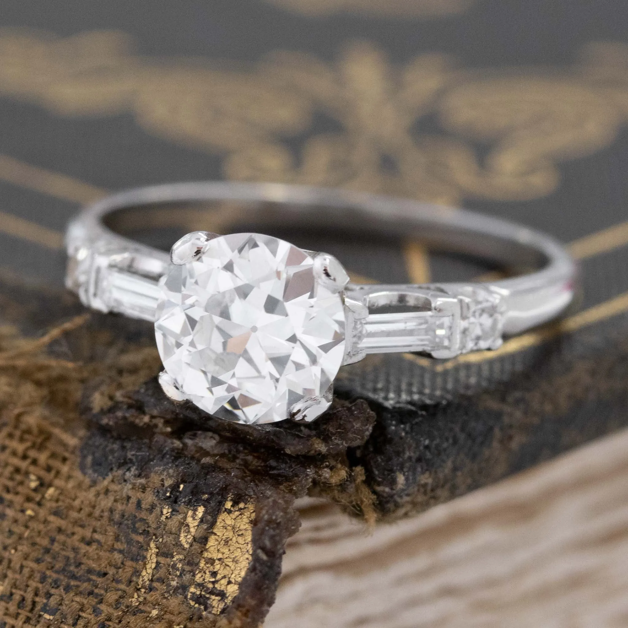 1.09ct Art Deco Transitional Cut Diamond Solitaire, GIA H VVS1