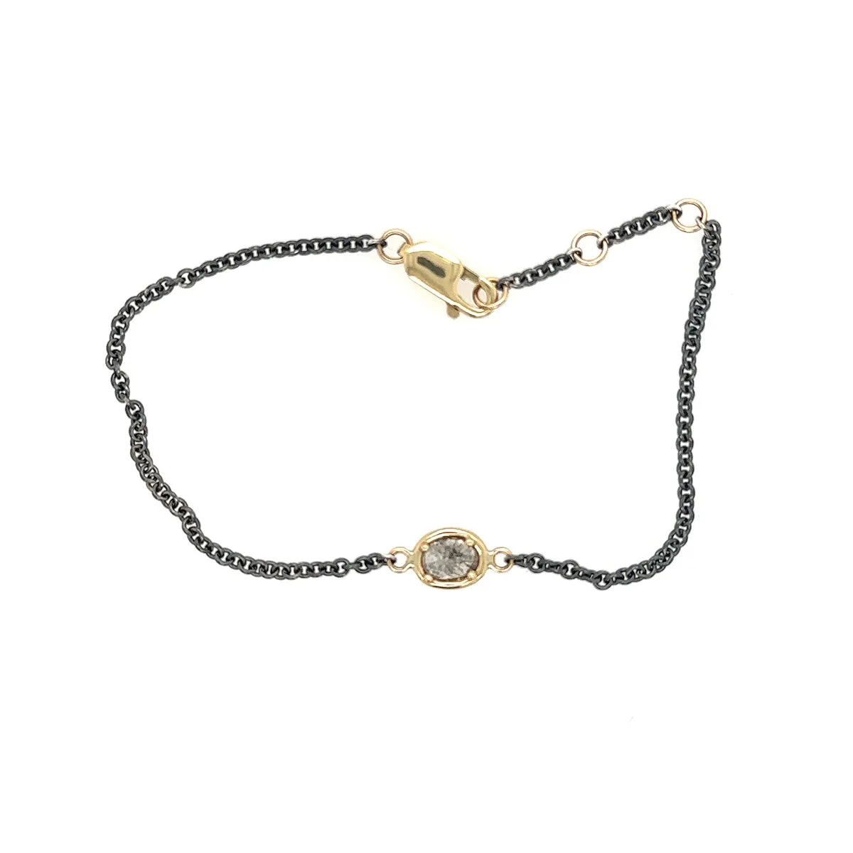 10k Molten Diamond Slice Bracelet (Oxi Chain)