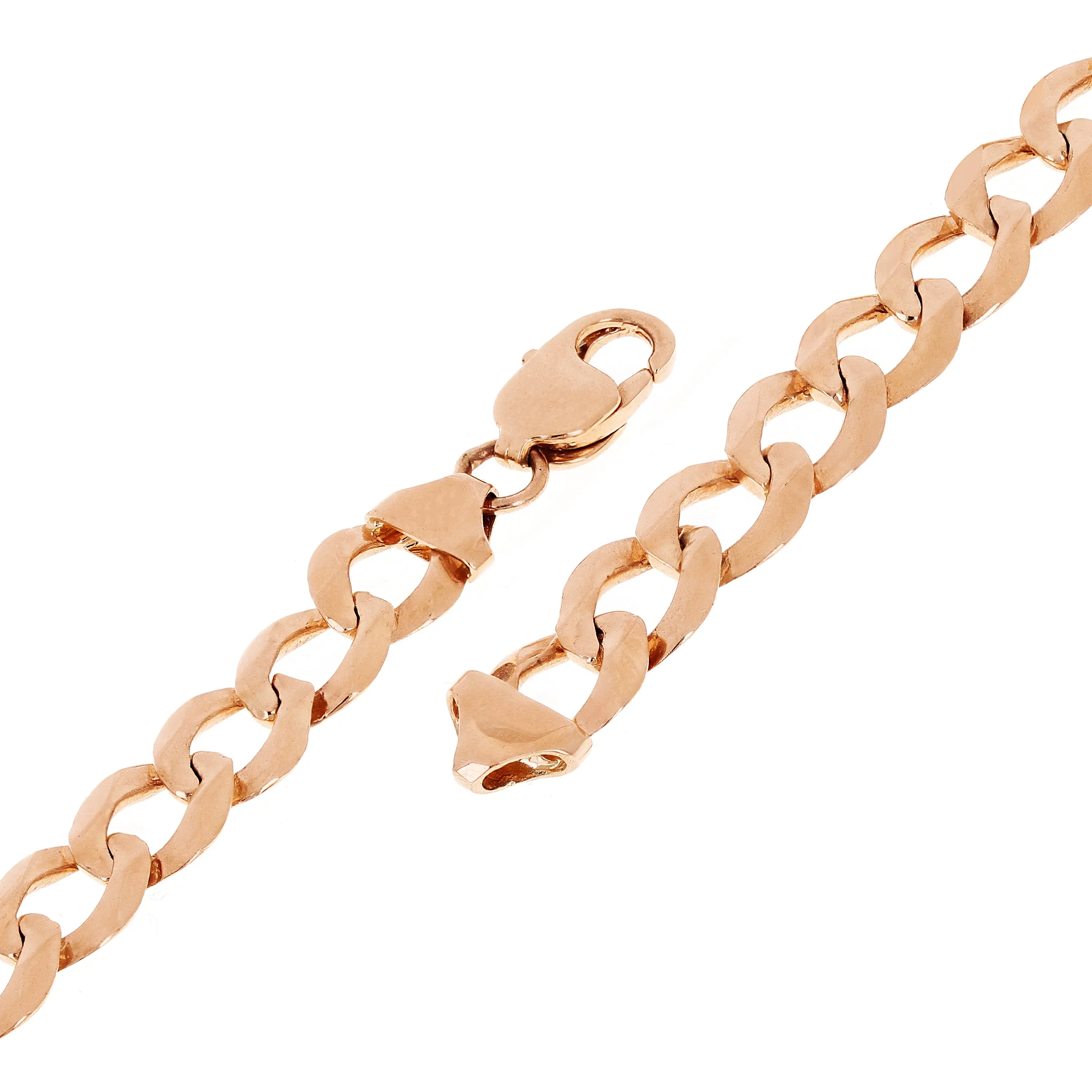 10k Rose Gold Solid Flat Cuban Curb Link Chain Bracelet 7" 9mm 13.5 grams