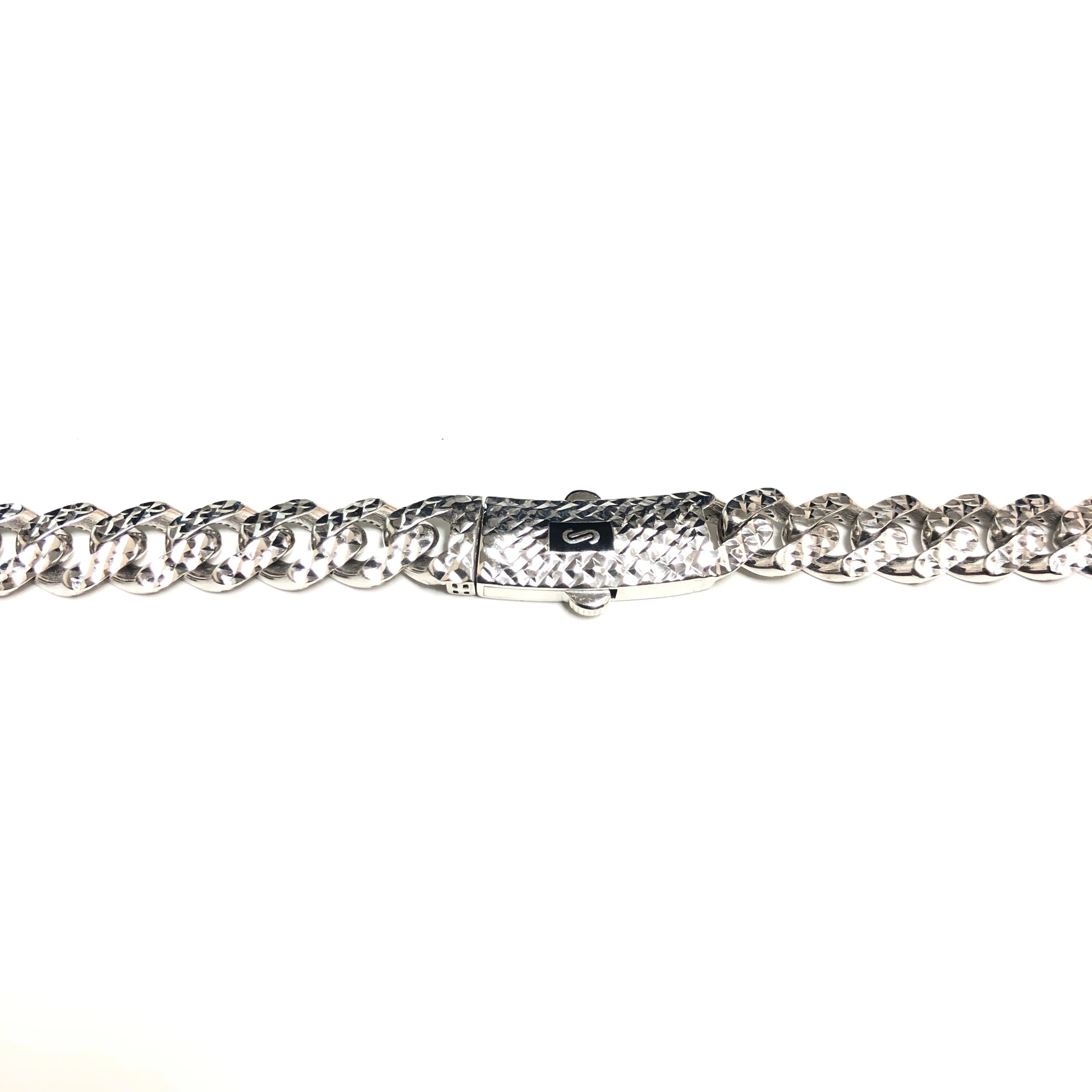 10K White Gold (8mm) Monaco Diamond Cut Bracelet  8.5"