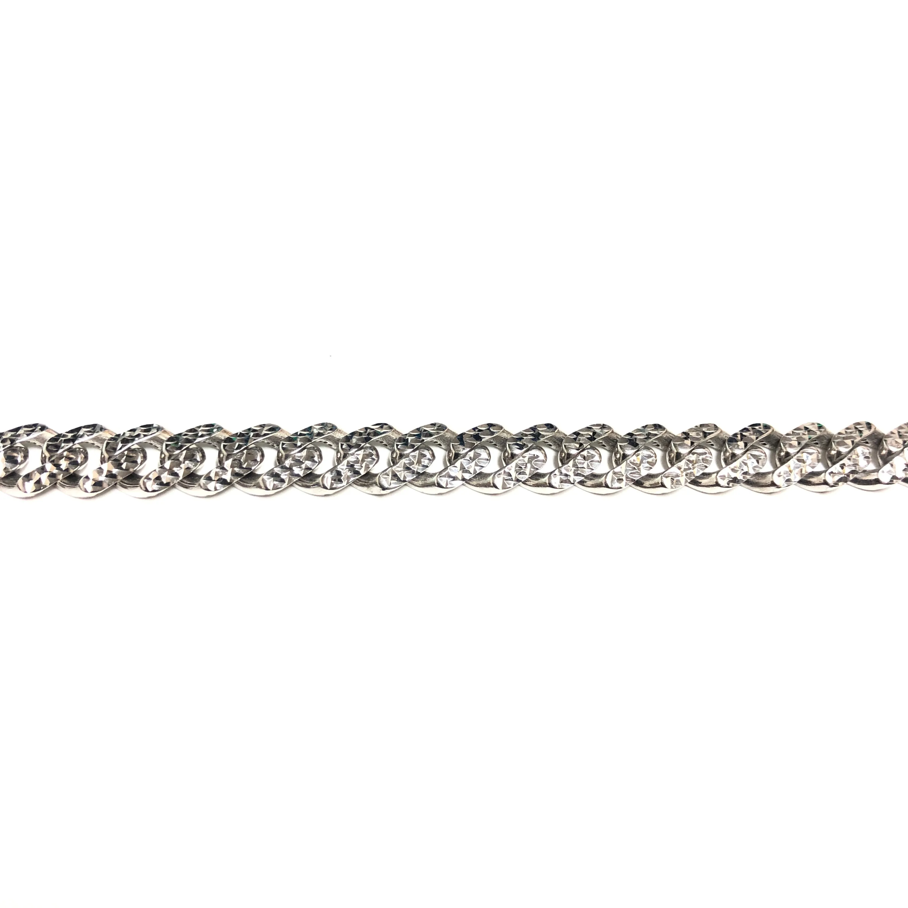 10K White Gold (8mm) Monaco Diamond Cut Bracelet  8.5"
