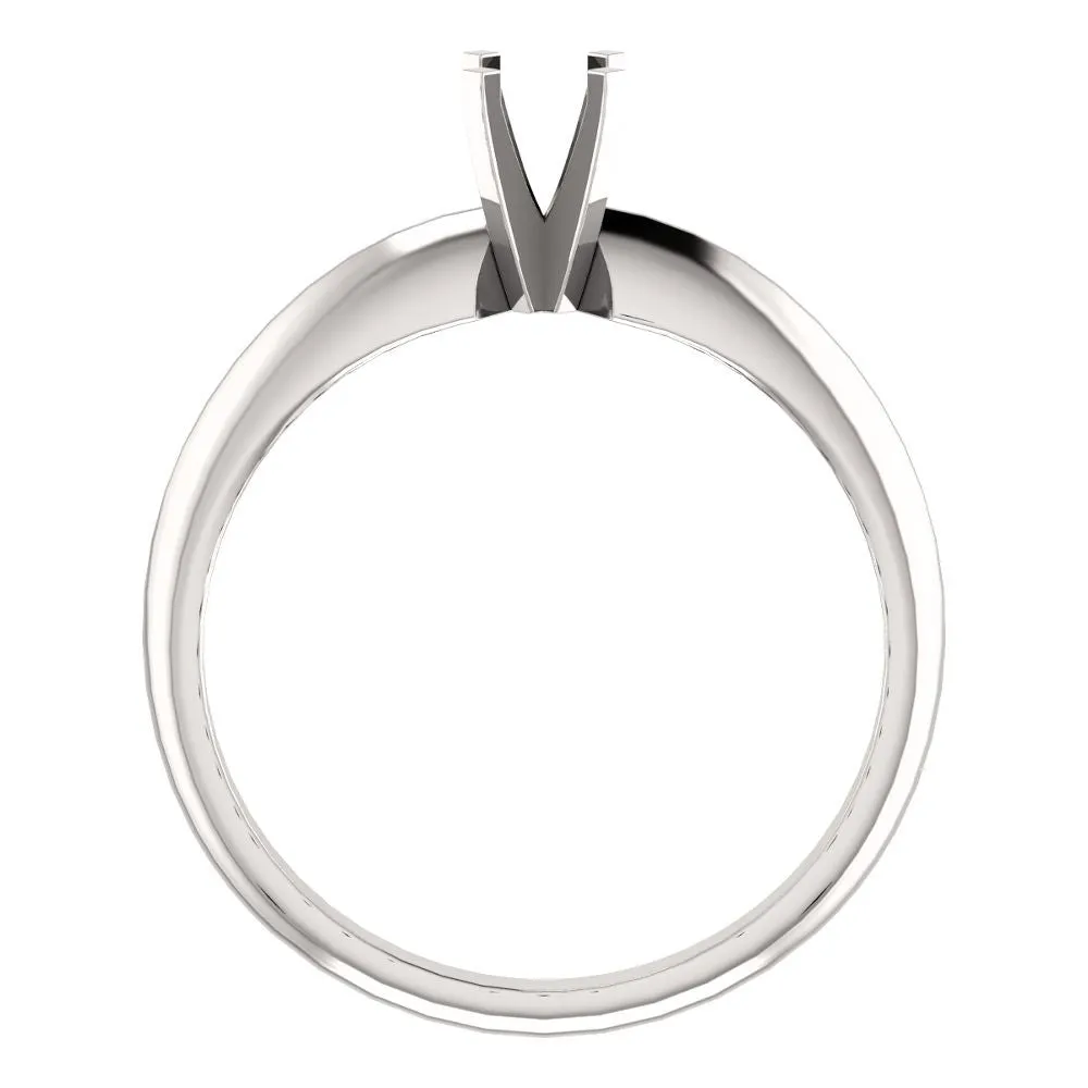 10k White Gold & 14k White Gold 4-4.1mm Round 4-Prong Light Solitaire Ring Mounting, Size 5.75
