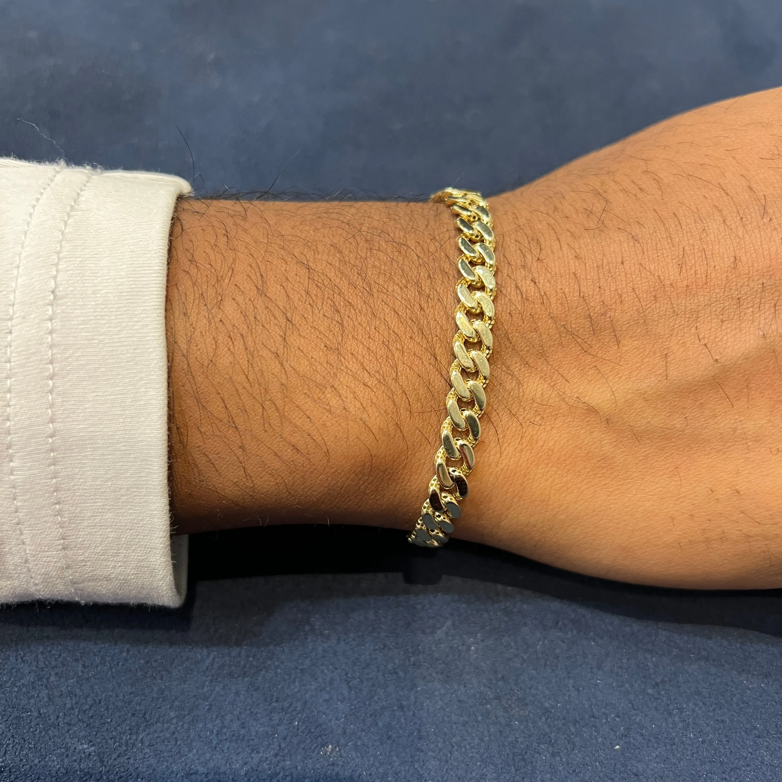 10K Yellow Gold (6.5mm) Diamond Cut Monaco Chain Bracelet 8.5"