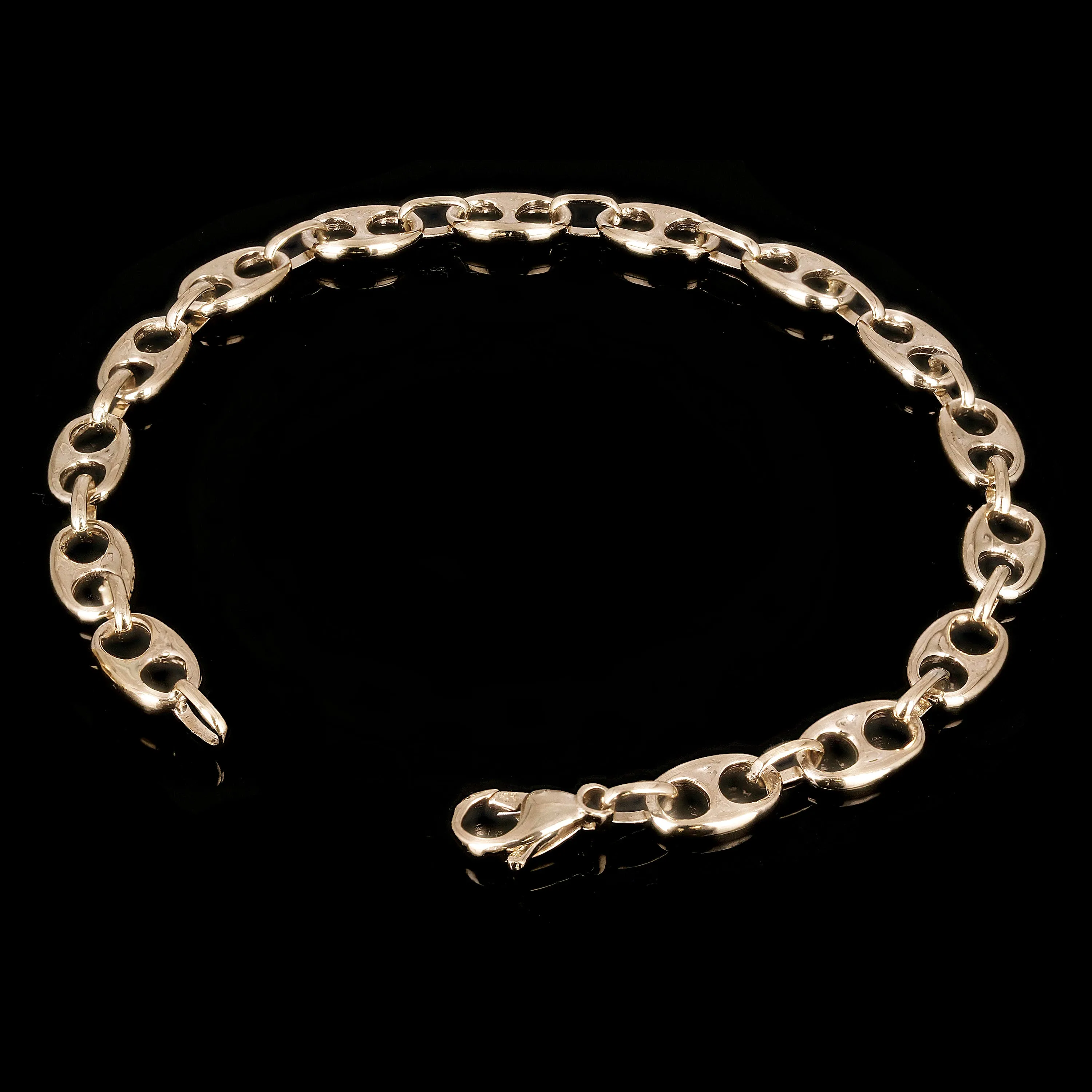10k Yellow Gold Solid Gucci Mariner Link Chain Bracelet 8mm 7" - 9"