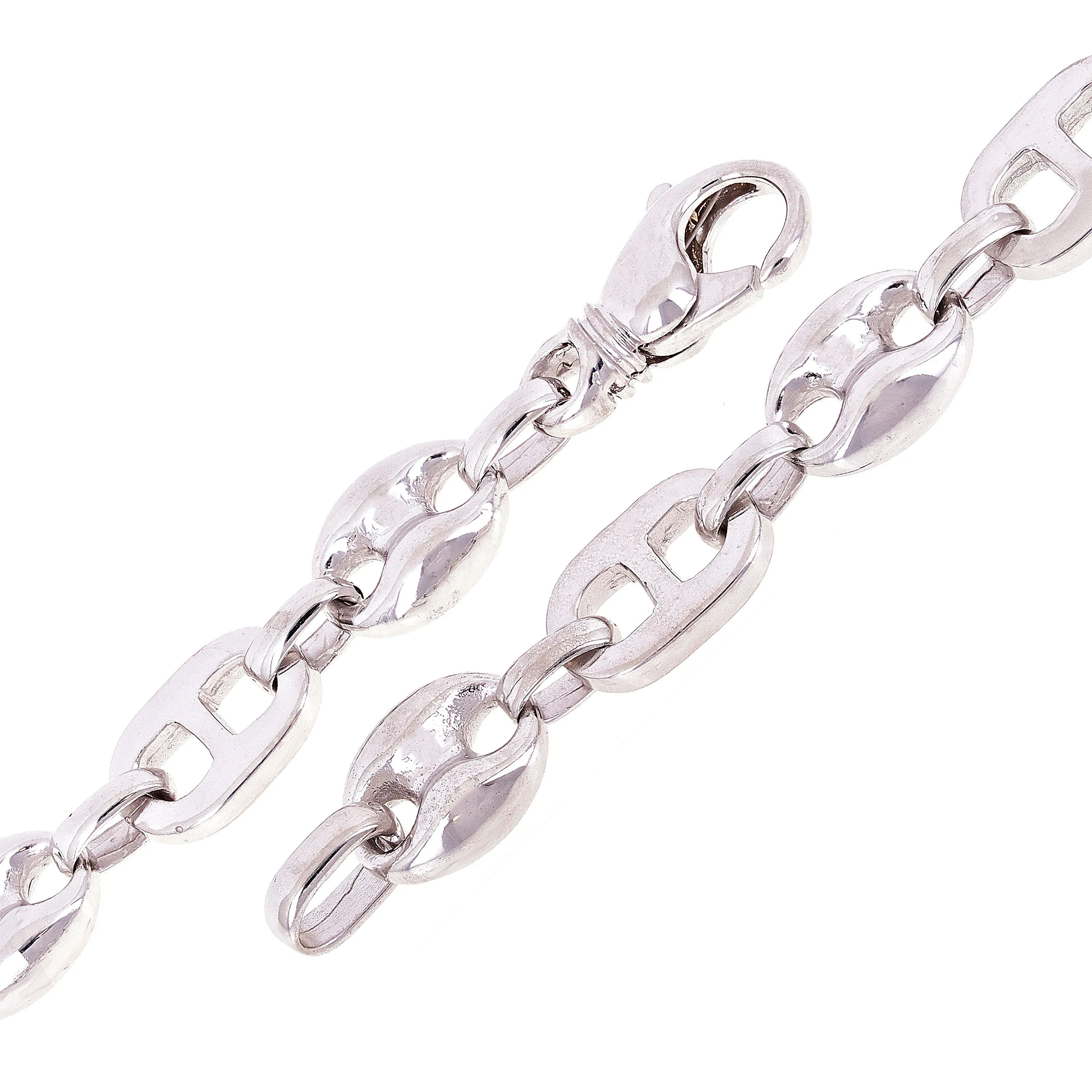 10k Yellow or White Gold Solid Gucci Puffy Mariner Link Chain Bracelet 10.7mm Various Lengths