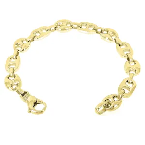 10k Yellow or White Gold Solid Gucci Puffy Mariner Link Chain Bracelet 10.7mm Various Lengths