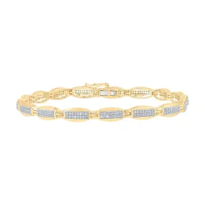 10kt Yellow Gold Mens Round Diamond Link Bracelet 3/4 Cttw