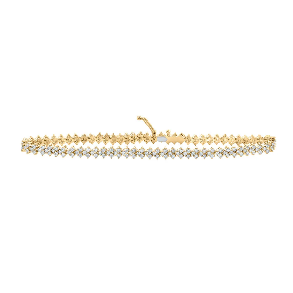 10kt Yellow Gold Womens Round Diamond Fashion Bracelet 2-1/2 Cttw