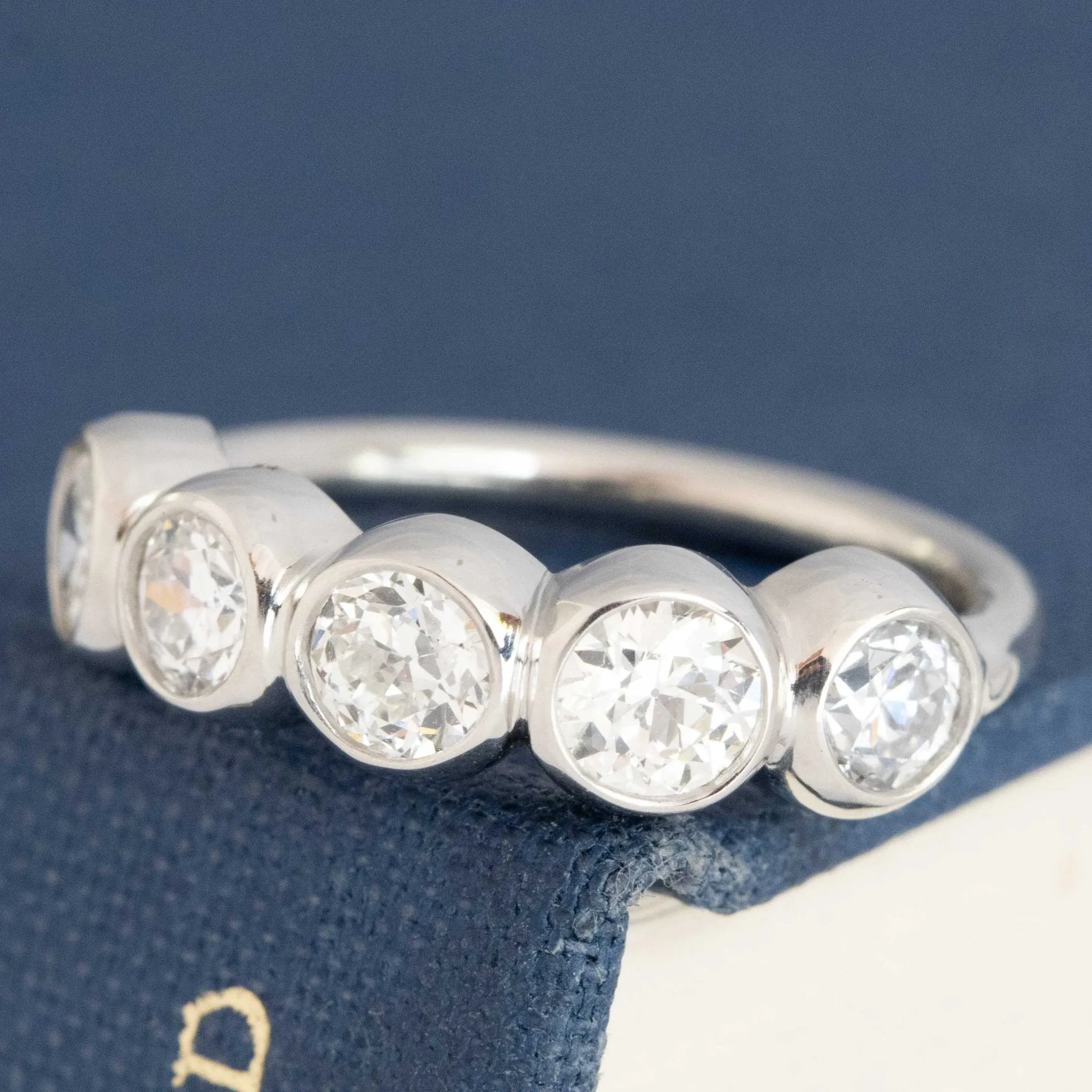 1.14ctw Old European Cut Diamond 5-Stone Bezel Band