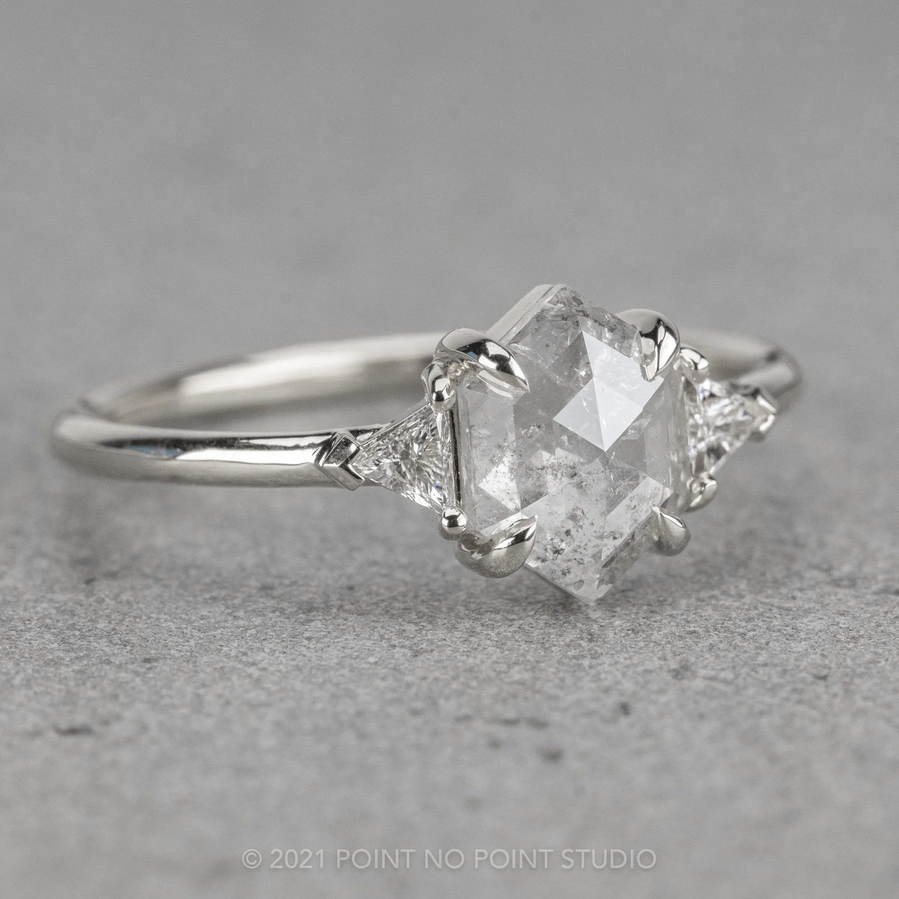1.15 Carat Icy White Hexagon Diamond Engagement Ring, Zoe Setting, Platinum
