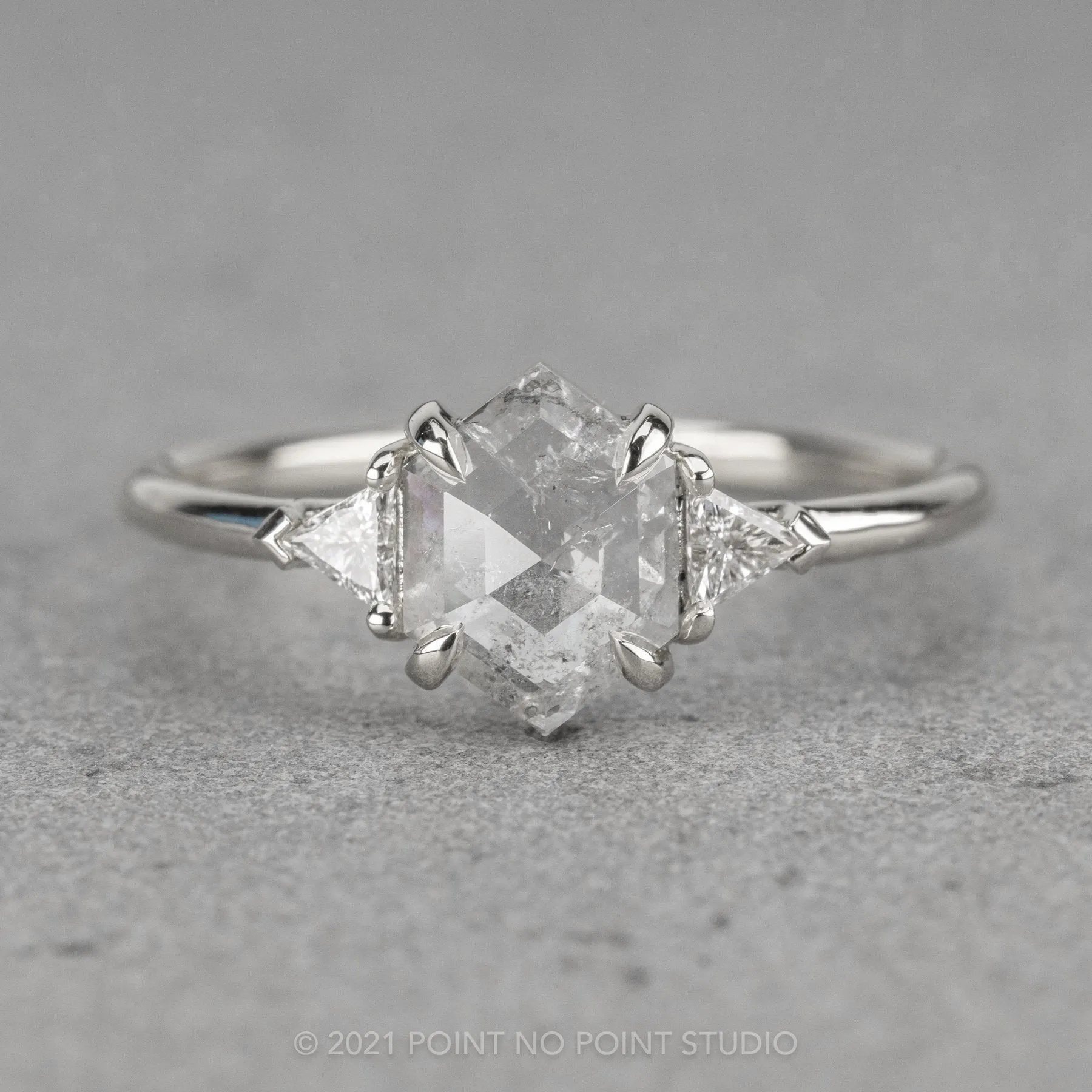 1.15 Carat Icy White Hexagon Diamond Engagement Ring, Zoe Setting, Platinum